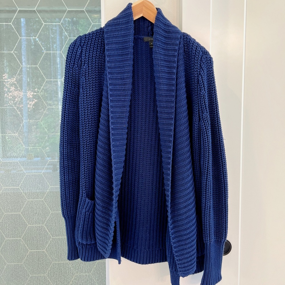 J.Crew Navy Pure Cotton Knit Cardigan Sweater